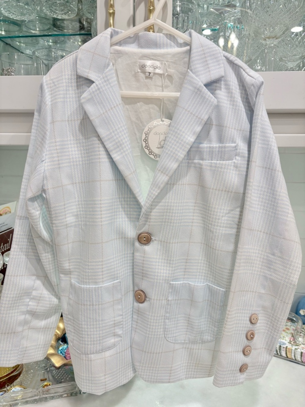 Dondolo Light Blue Plaid Boys Blazer